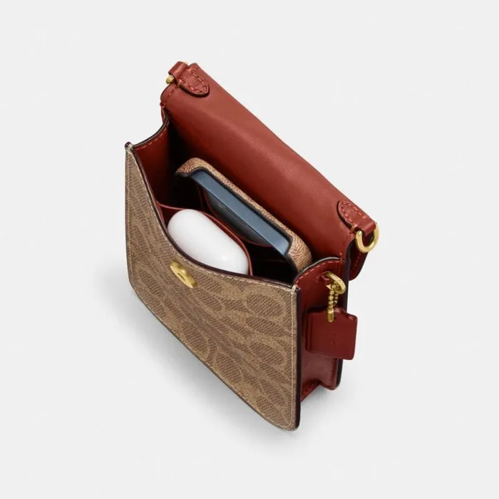 Women Crossbody Wallets Coach Phone Crossbody In Signature Canvas Brasstanrust Women Crossbody Wallets Coach Phone Crossbody In Signature Canvas Brasstanrust