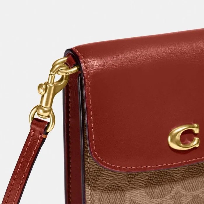 Women Crossbody Wallets Coach Phone Crossbody In Signature Canvas Brasstanrust Women Crossbody Wallets Coach Phone Crossbody In Signature Canvas Brasstanrust