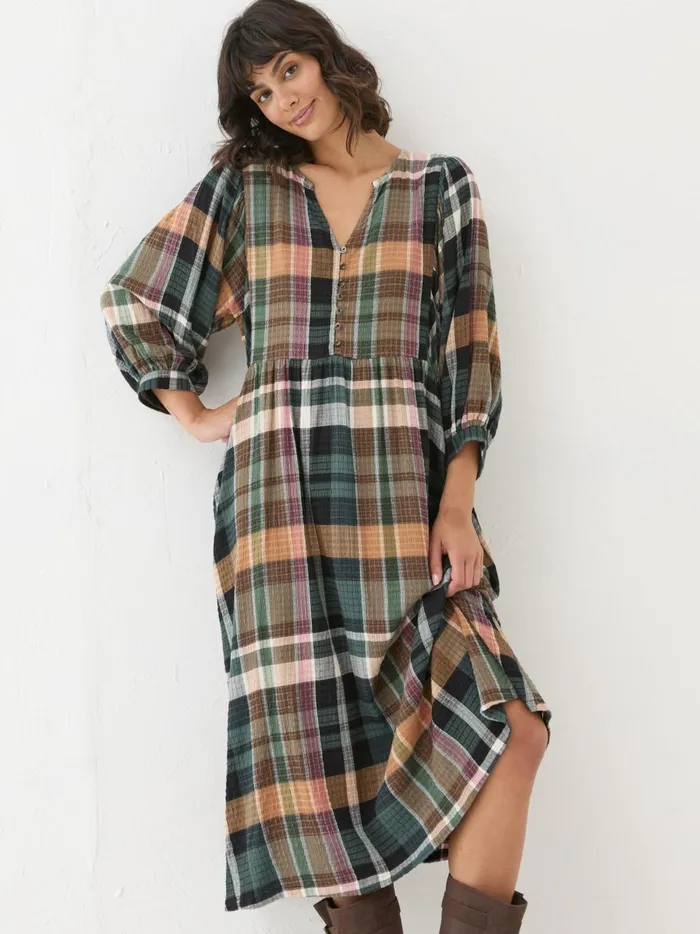 Women Dresses Fat Face Ceil Multi Check Dress
