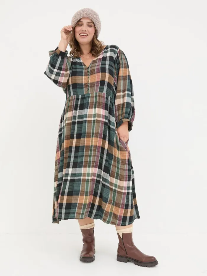 Women Dresses Fat Face Ceil Multi Check Dress
