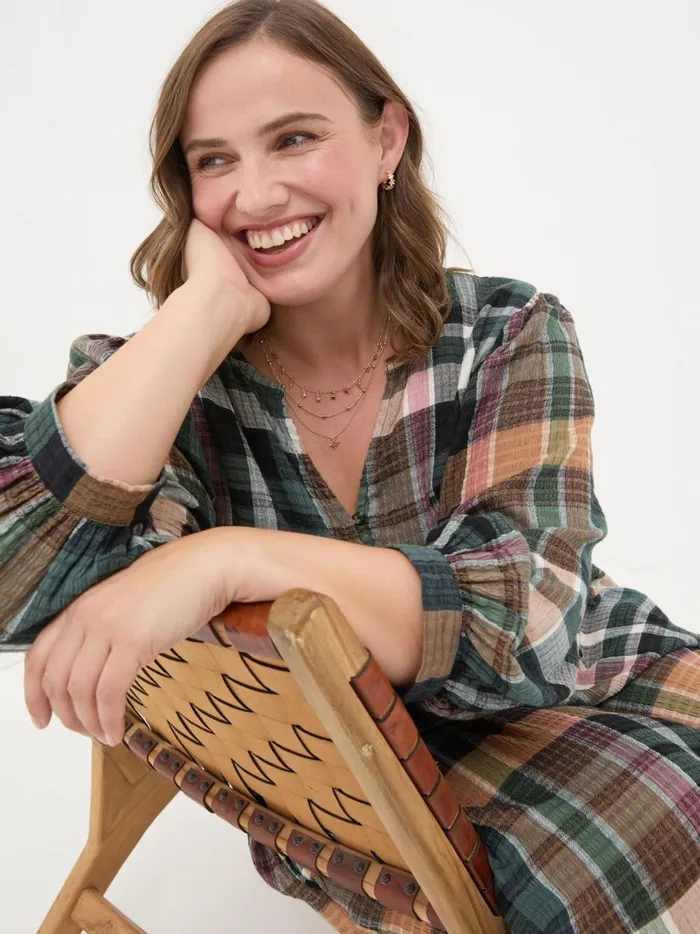 Women Dresses Fat Face Ceil Multi Check Dress