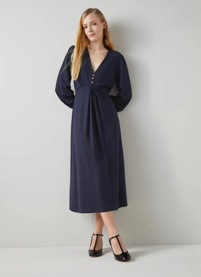 Women Dresses LKBennett Jenny Navy Dress With LENZING ECOVERO Viscose Navy