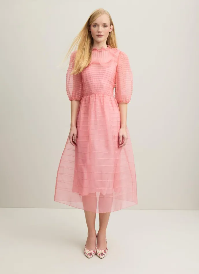 Women Dresses LKBennett Maddie Pink Silk Organza Dress Old Rose Women Dresses LKBennett Maddie Pink Silk Organza Dress Old Rose