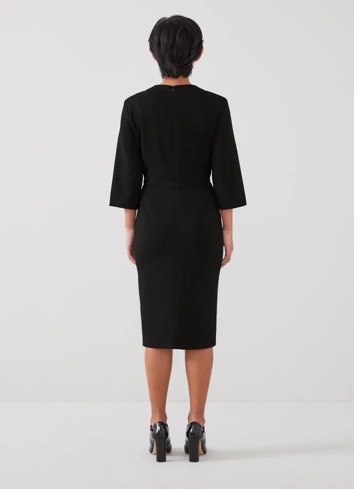 Women Dresses LKBennett Sky Petite Black Crepe Dress With LENZING ECOVERO Viscose Black
