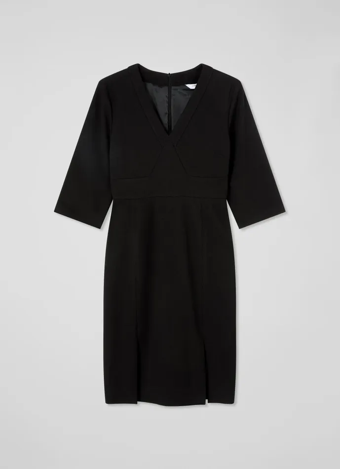 Women Dresses LKBennett Sky Petite Black Crepe Dress With LENZING ECOVERO Viscose Black