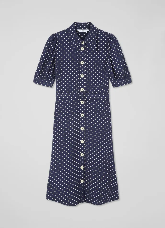Women Dresses LKBennett Valerie Petite Navy And Cream Shirt Dress Cream