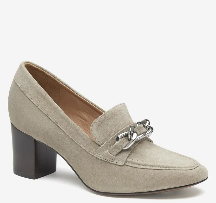 Women Eleanor Chain Loafer Taupe Suede JohnstonandMurphy Mules and Loafers