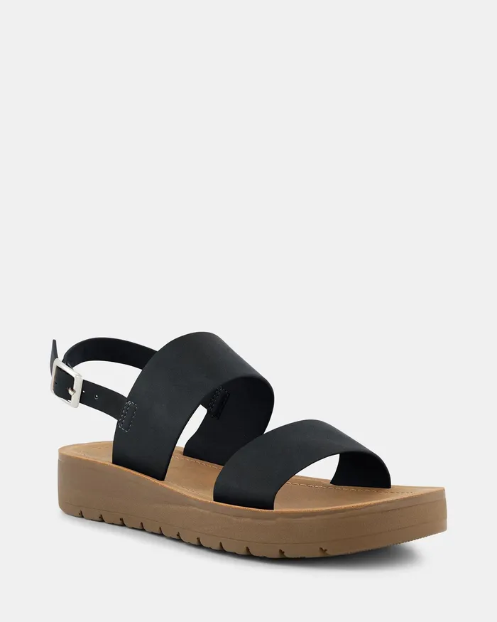 Women Flat Sandals NOVO Shoes TAMSAN BLACK Strappy Sandals