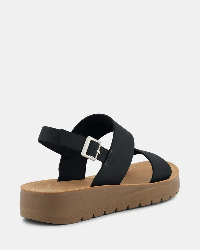 Women Flat Sandals NOVO Shoes TAMSAN BLACK Strappy Sandals