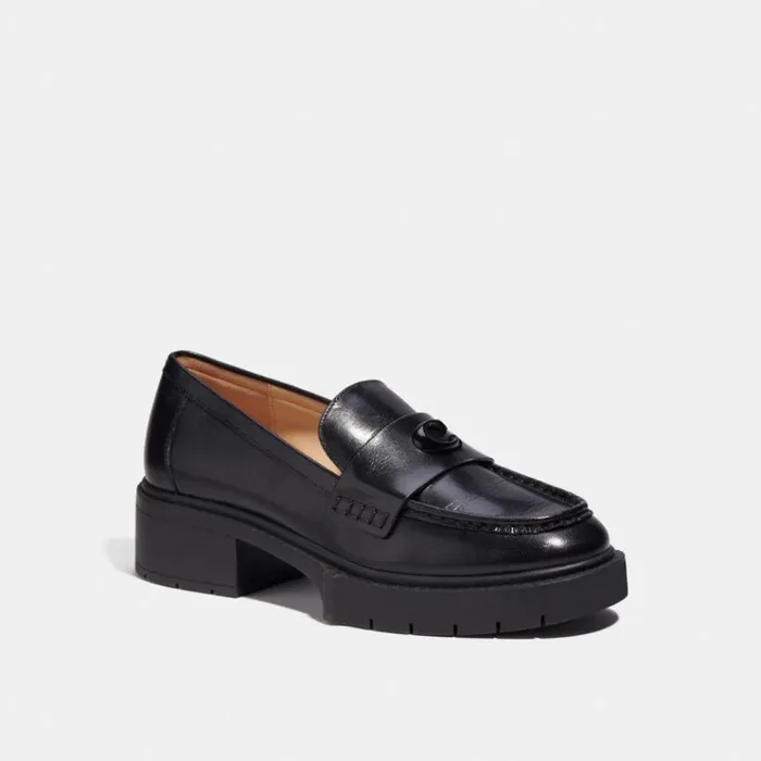 Women Flats and Loafers Coach Leah Loafer Black