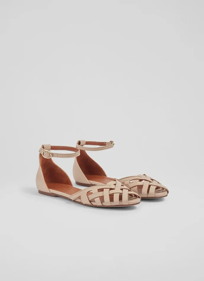 Women Flats LKBennett Bianca Camel Leather CageFront Flat Sandals Pale Camel Women Flats LKBennett Bianca Camel Leather CageFront Flat Sandals Pale Camel