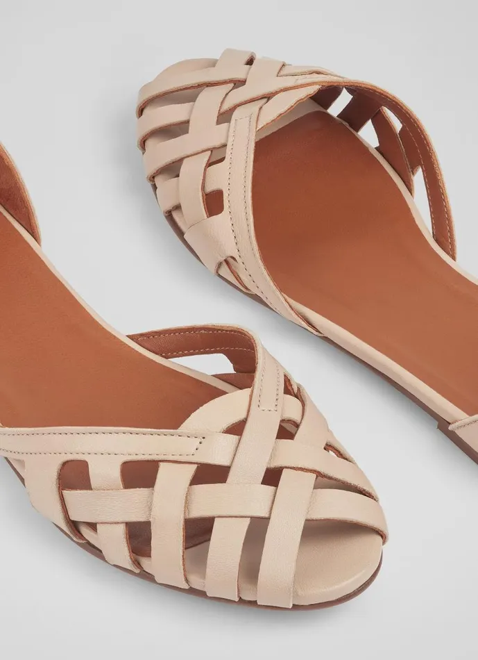 Women Flats LKBennett Bianca Camel Leather CageFront Flat Sandals Pale Camel Women Flats LKBennett Bianca Camel Leather CageFront Flat Sandals Pale Camel