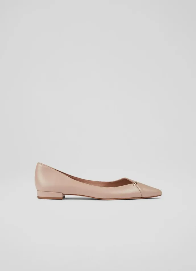Women Flats LKBennett Cally Beige Leather Flats Neutral