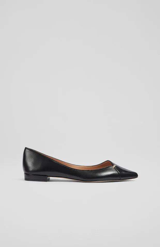 Women Flats LKBennett Cally Black Leather Flats Black