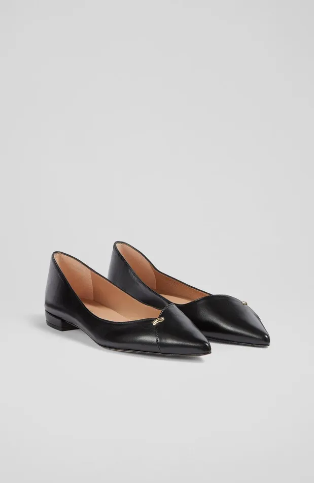 Women Flats LKBennett Cally Black Leather Flats Black Women Flats LKBennett Cally Black Leather Flats Black
