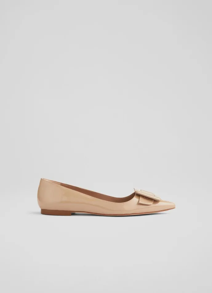 Women Flats LKBennett Devon Beige Patent Leather BuckleDetail Flats Cafe Au Lait Women Flats LKBennett Devon Beige Patent Leather BuckleDetail Flats Cafe Au Lait