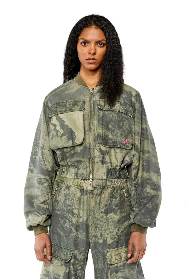 Women GKhloCmf Military Green Diesel Outerwear And Jackets Women GKhloCmf Military Green Diesel Outerwear And Jackets