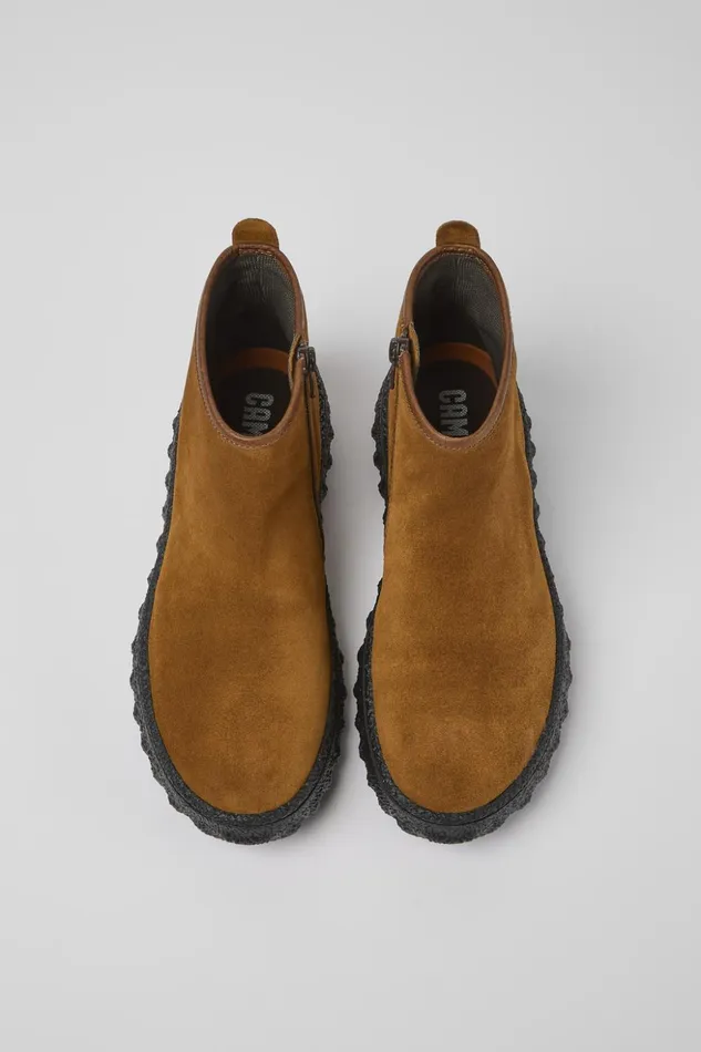 Women Ground MICHELIN Brown Suede Ankle Boots Camper Ankle Boots Women Ground MICHELIN Brown Suede Ankle Boots Camper Ankle Boots