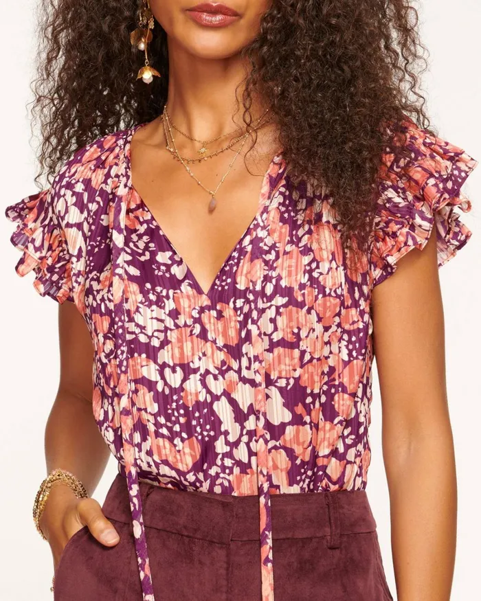Women Hadley Flutter Sleeve Blouse Spruce Dot Ramy Brook Tops Women Hadley Flutter Sleeve Blouse Spruce Dot Ramy Brook Tops