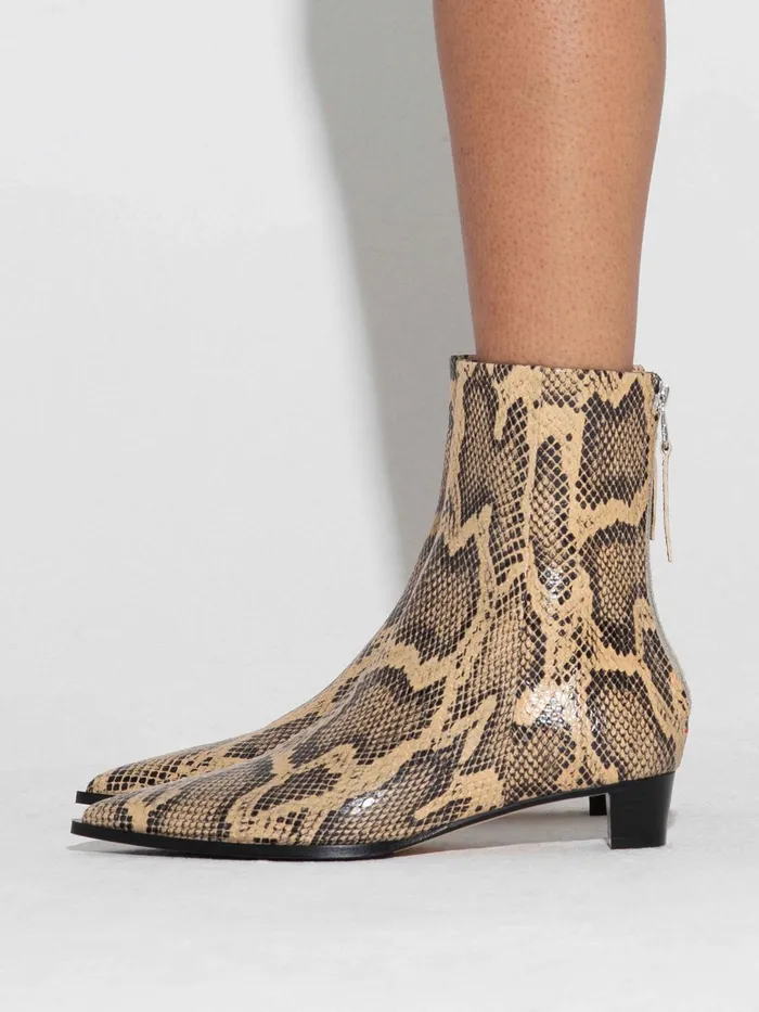 Women Harriet SnakeEffect Leather Heeled Ankle Boots Aeyde Ankle Boots