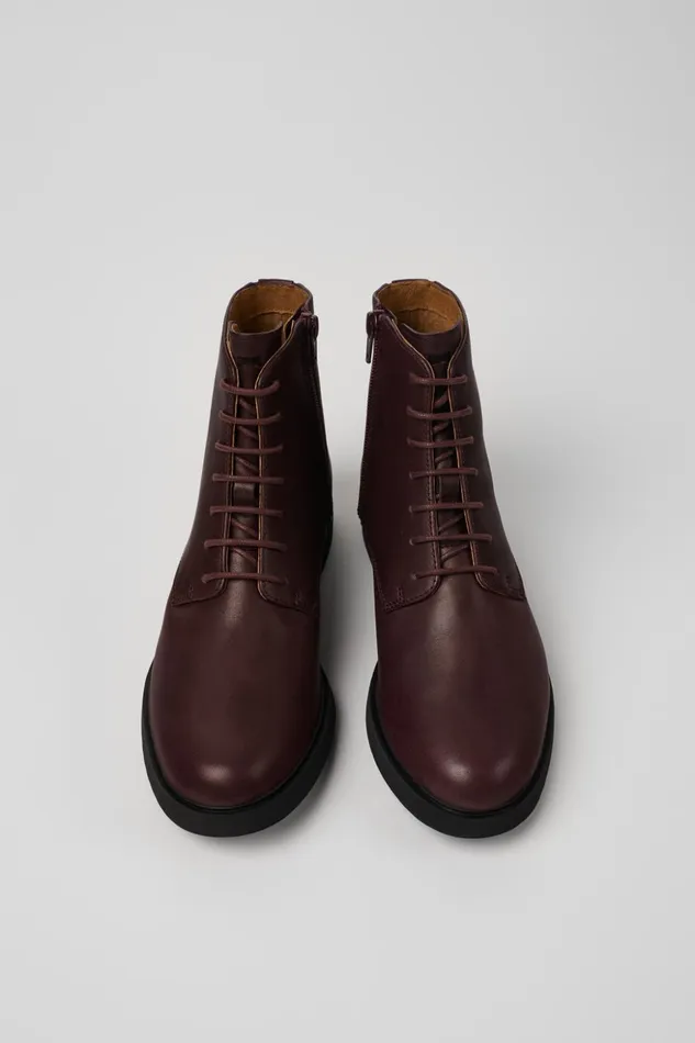 Women Iman Burgundy Leather Laceup Boots Camper Ankle Boots Women Iman Burgundy Leather Laceup Boots Camper Ankle Boots