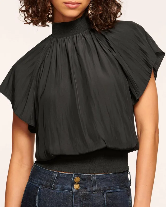 Women Iris Mock Neck Top Black Ramy Brook Tops Women Iris Mock Neck Top Black Ramy Brook Tops