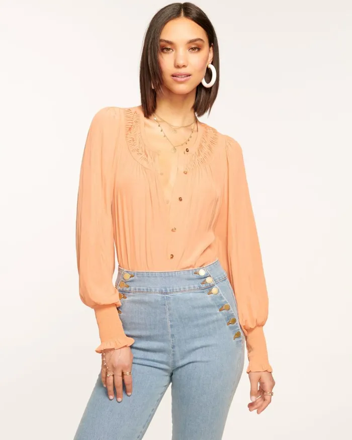 Women Isla Puff Sleeve Blouse Black Ramy Brook Tops