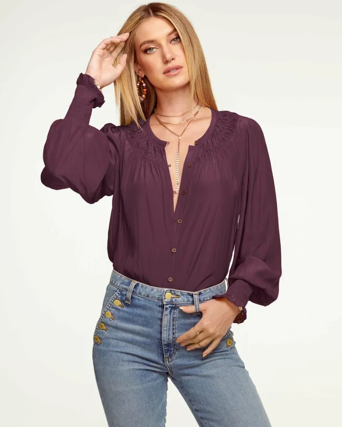 Women Isla Puff Sleeve Blouse Black Ramy Brook Tops Women Isla Puff Sleeve Blouse Black Ramy Brook Tops