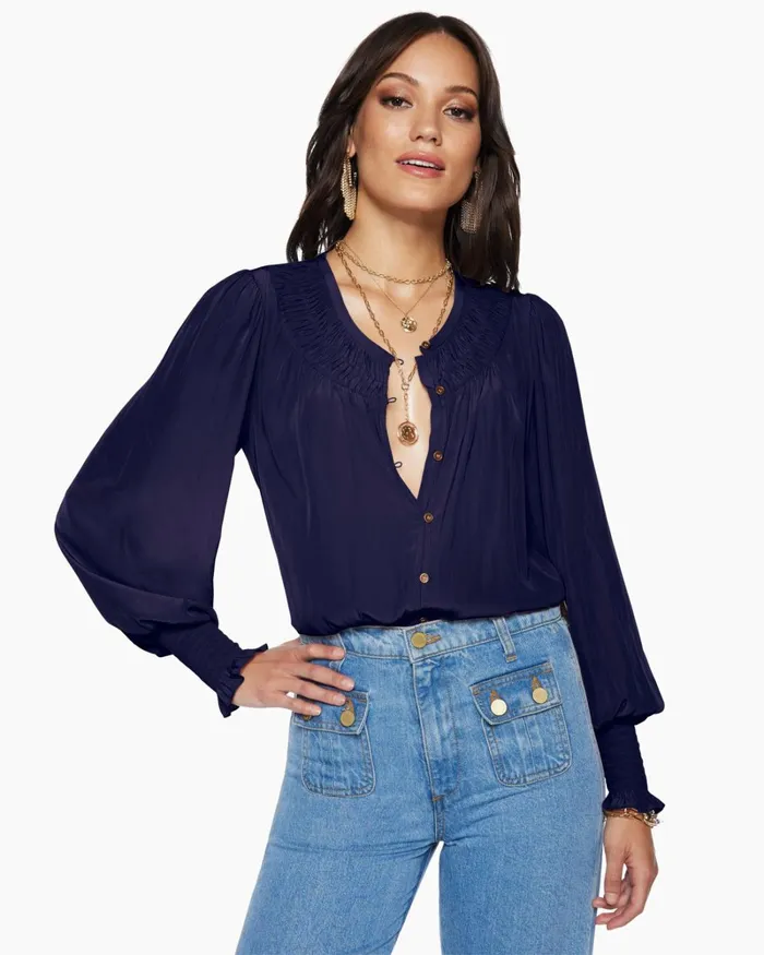 Women Isla Puff Sleeve Blouse Black Ramy Brook Tops Women Isla Puff Sleeve Blouse Black Ramy Brook Tops