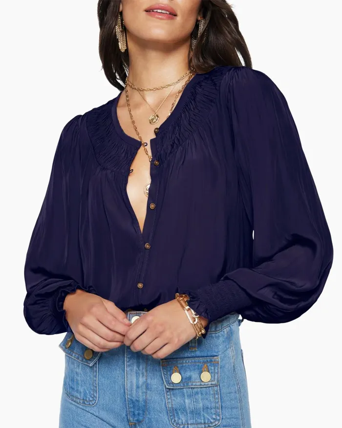 Women Isla Puff Sleeve Blouse Black Ramy Brook Tops Women Isla Puff Sleeve Blouse Black Ramy Brook Tops
