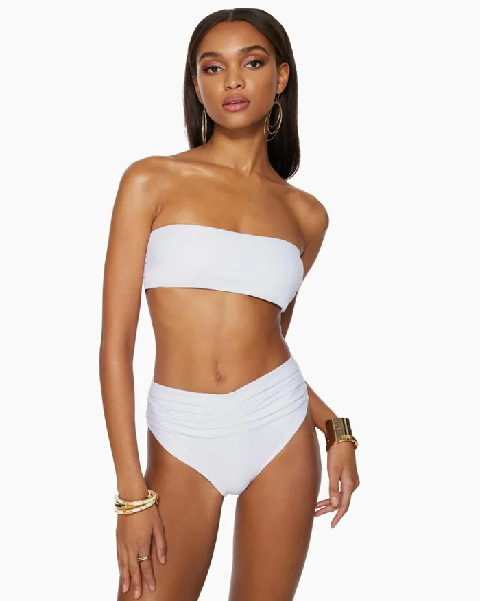 Women Ivo Ruched Bikini Bottom White Ramy Brook Swimwear Women Ivo Ruched Bikini Bottom White Ramy Brook Swimwear