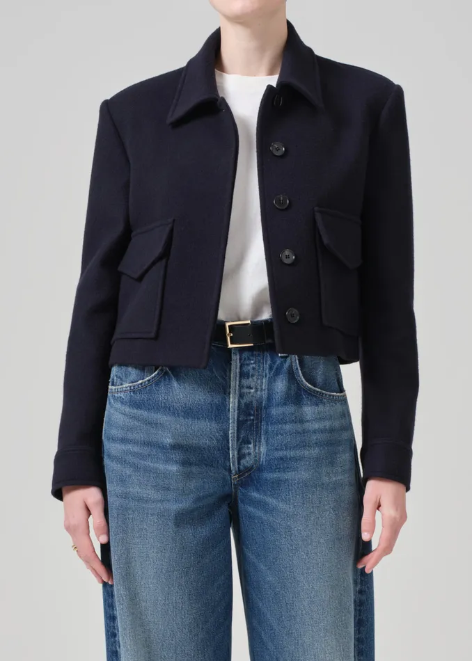 Women Jackets and Coats Citizens Of Humanity Corina Cropped Boxy Jacket In Navy