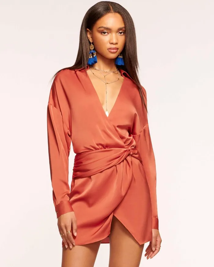 Women Jaymie Wrap Mini Dress Navy Ramy Brook Dresses