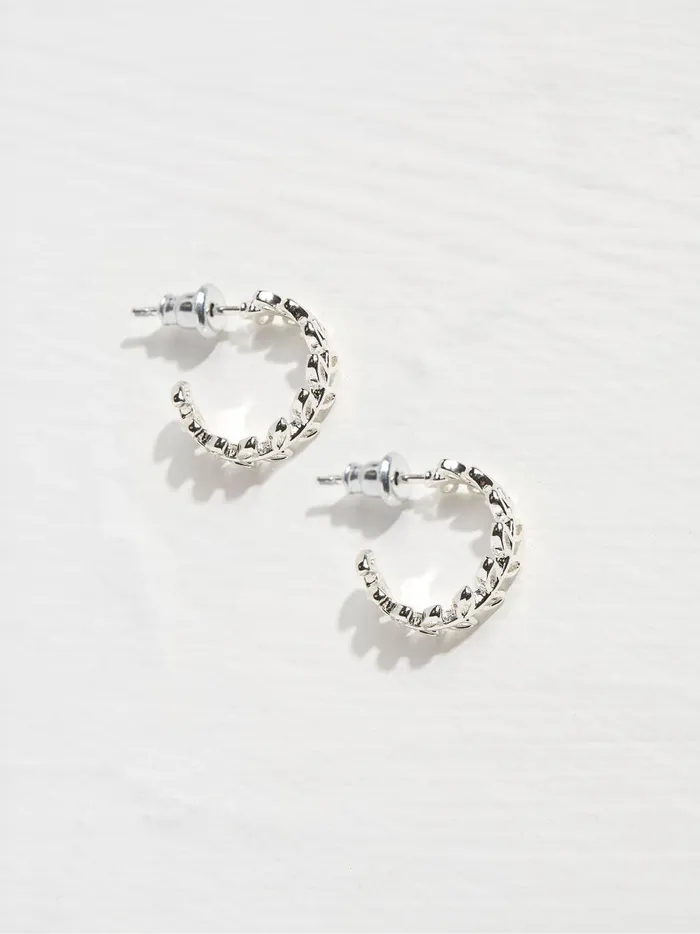 Women Jewellery Fat Face Daisy Silver Tone Tone Hoops Earrings