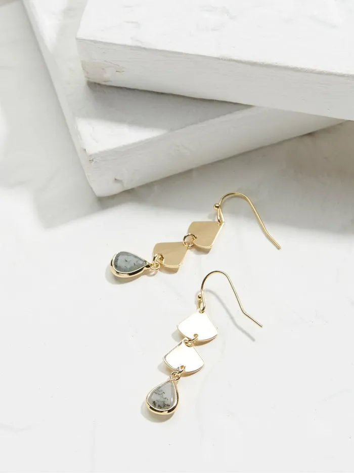 Women Jewellery Fat Face Gold Tone Fan Drop Earrings