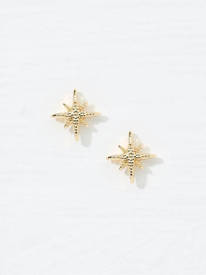 Women Jewellery Fat Face Gold Tone Textured Stud Earrings