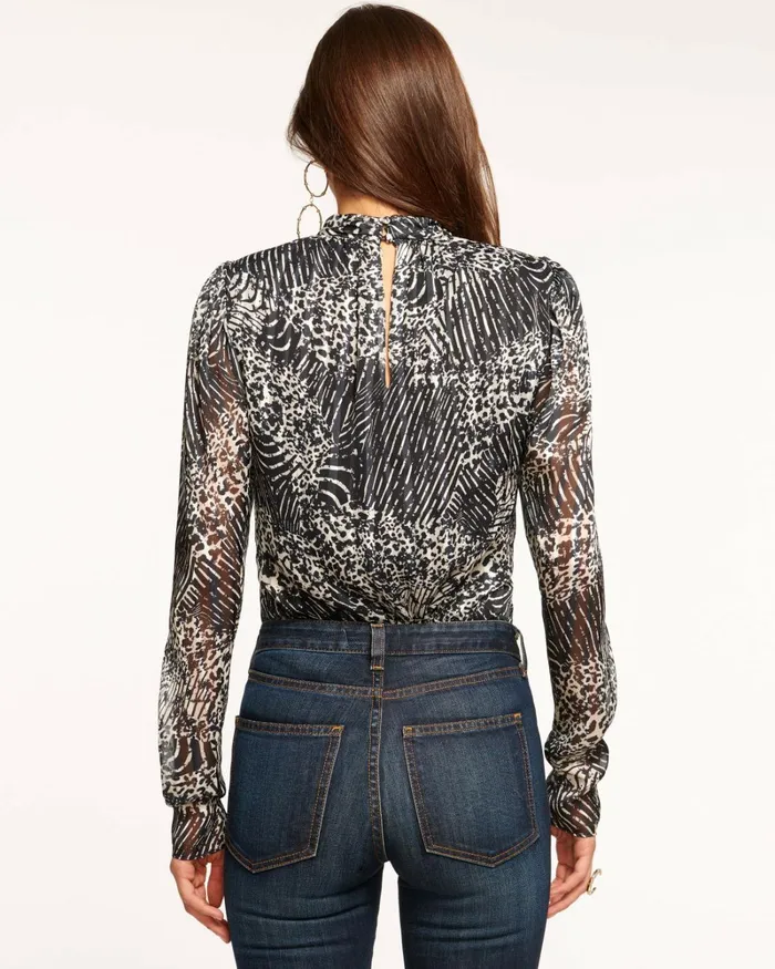 Women Kaliyah Mock Neck Top Neutral Animal Ramy Brook Tops