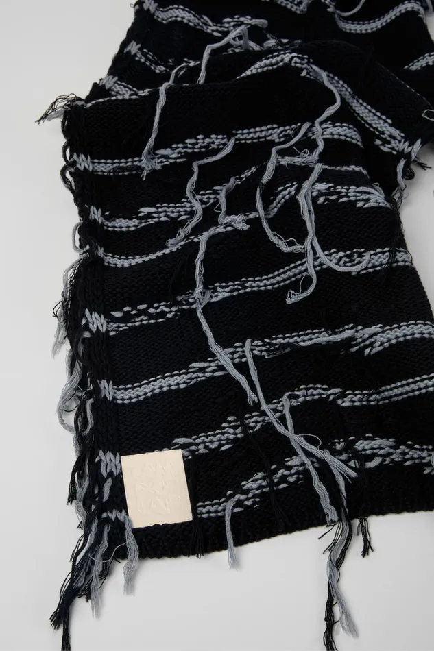 Women Knit Scarf Black Intarsia Knit Scarf Camper Knit Women Knit Scarf Black Intarsia Knit Scarf Camper Knit