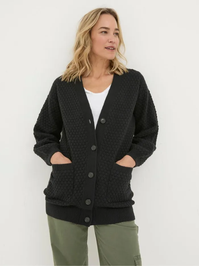 Women Knitwear Fat Face Ali Black VNeck Cardigan