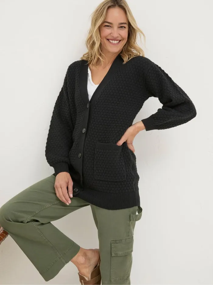 Women Knitwear Fat Face Ali Black VNeck Cardigan