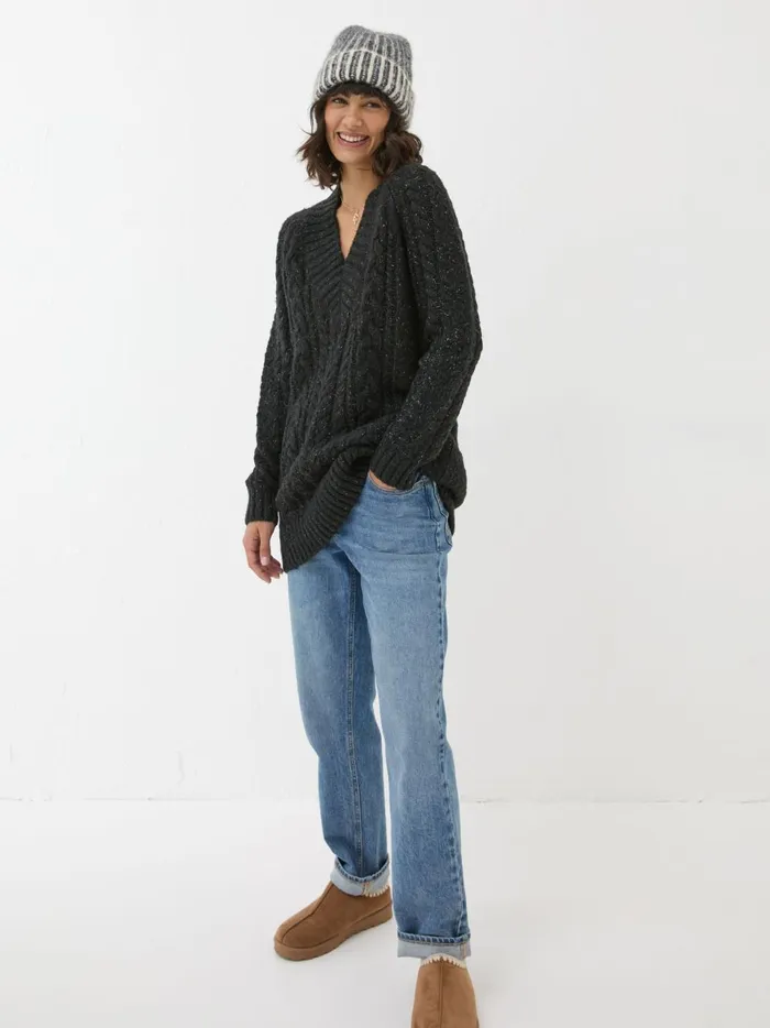 Women Knitwear Fat Face Black Alicia VNeck Tunic Women Knitwear Fat Face Black Alicia VNeck Tunic