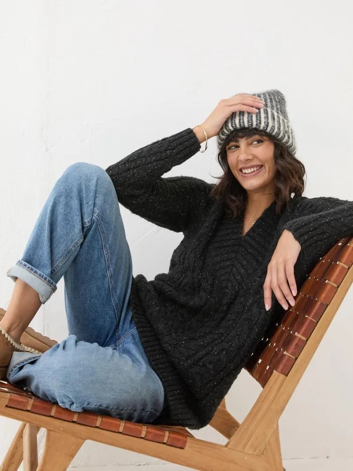 Women Knitwear Fat Face Black Alicia VNeck Tunic Women Knitwear Fat Face Black Alicia VNeck Tunic