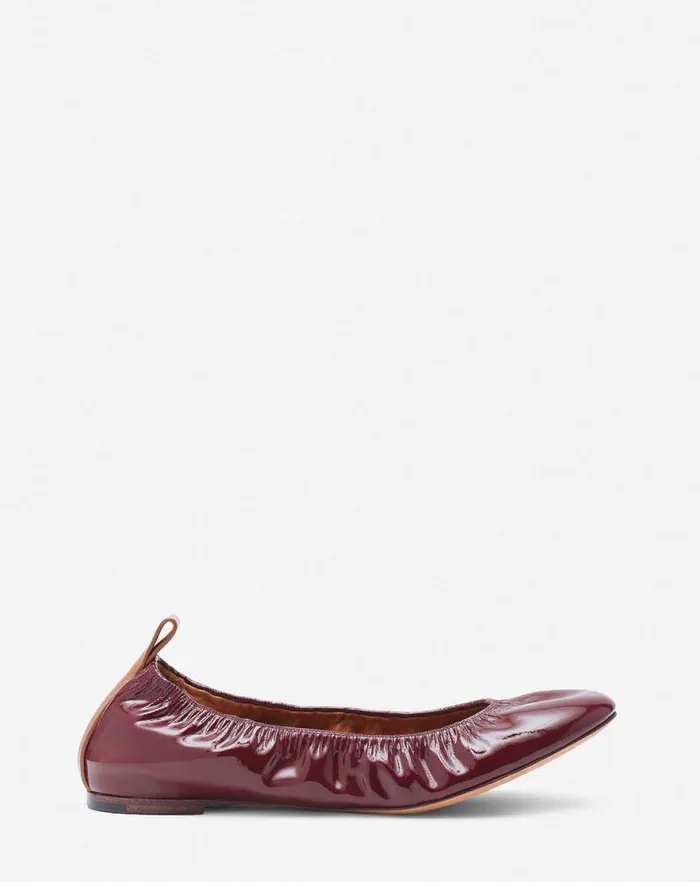 Women Lanvin Ballerinas The Ballerina Flat In Patent Leather Burgundy