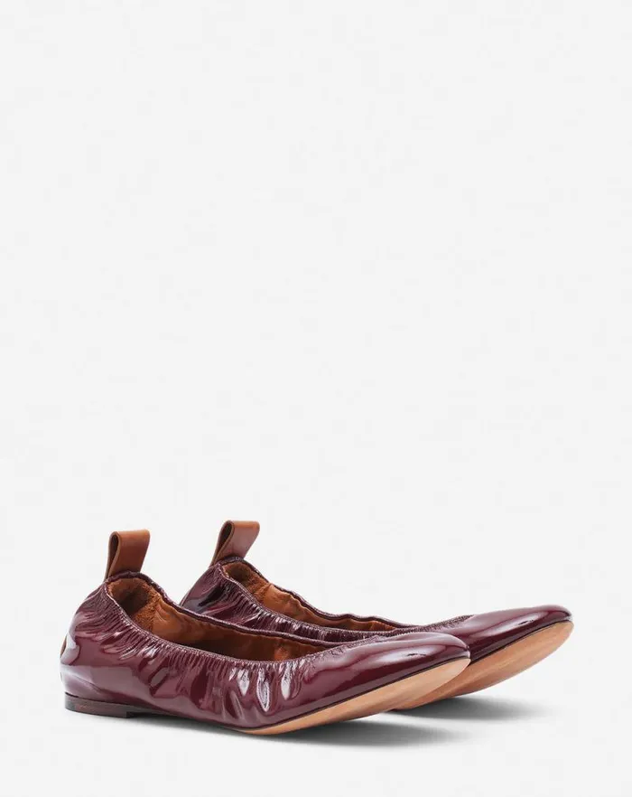 Women Lanvin Ballerinas The Ballerina Flat In Patent Leather Burgundy Women Lanvin Ballerinas The Ballerina Flat In Patent Leather Burgundy
