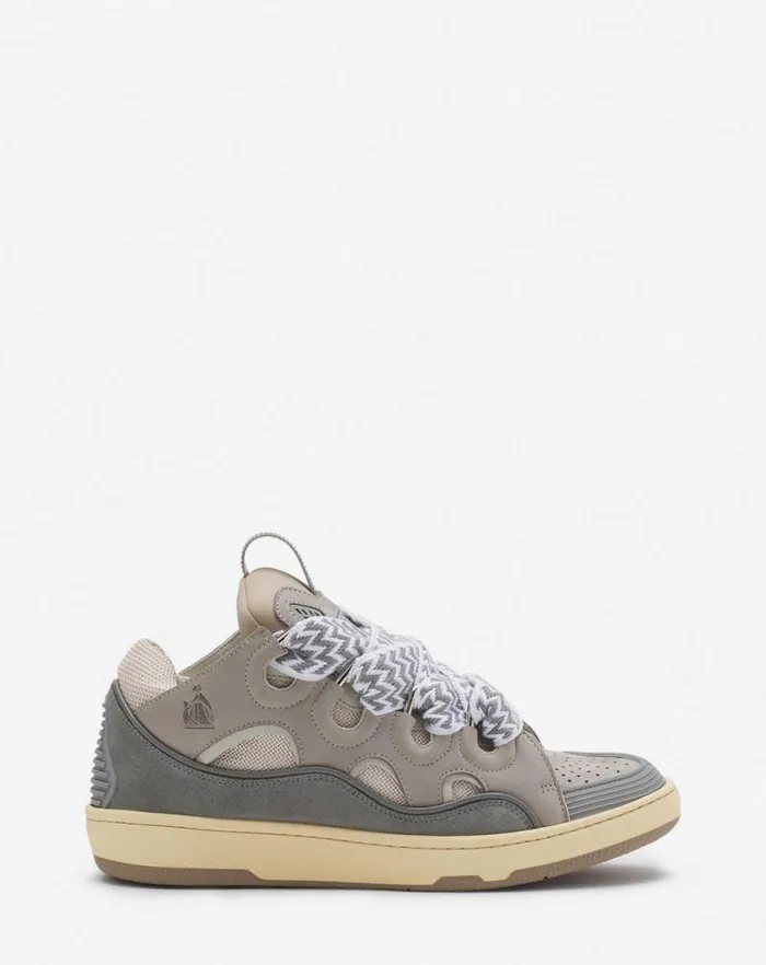 Women Lanvin Curb Leather Curb Sneakers Grey