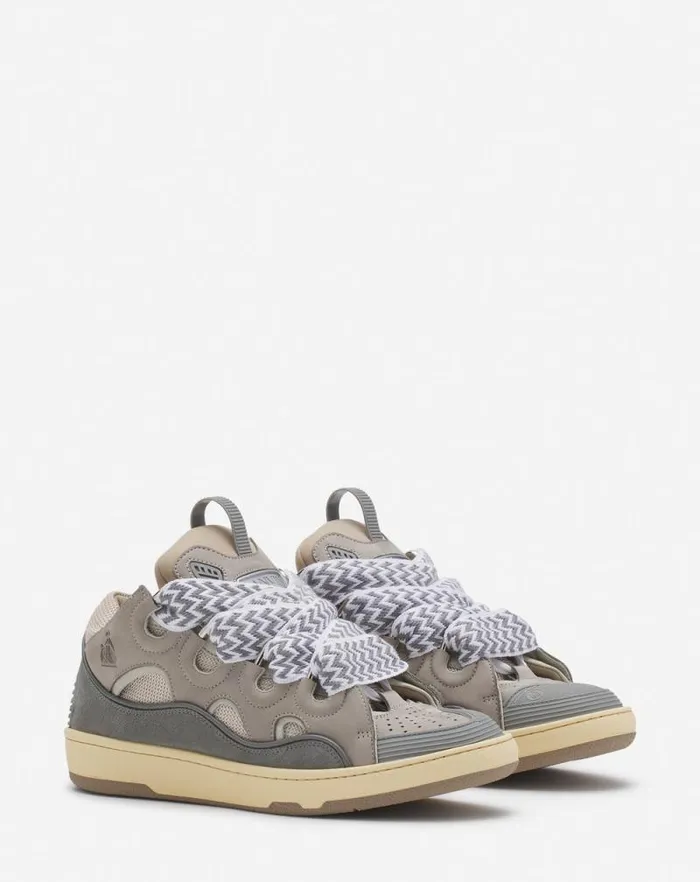 Women Lanvin Curb Leather Curb Sneakers Grey Women Lanvin Curb Leather Curb Sneakers Grey