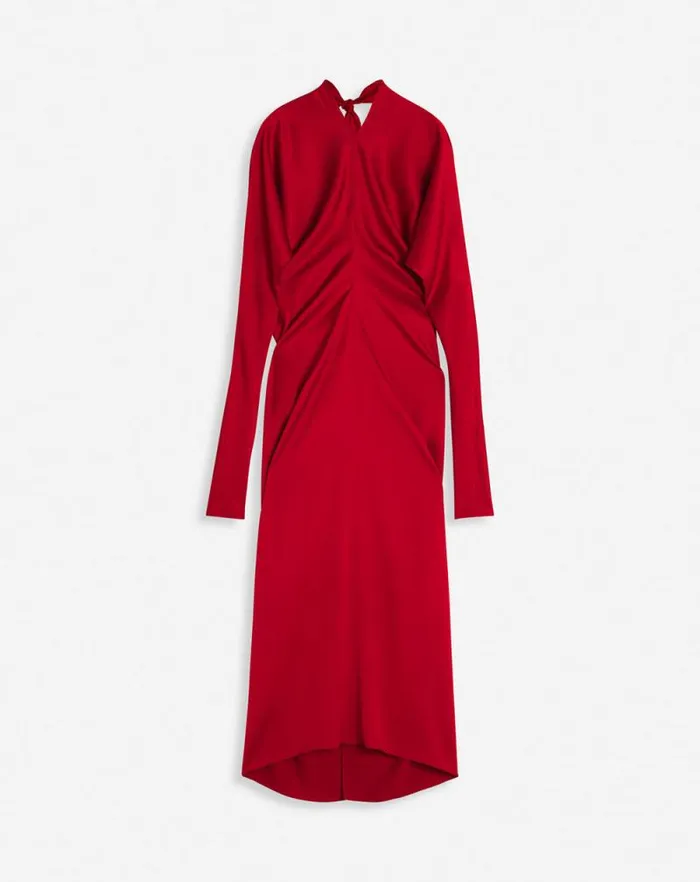 Women Lanvin Dresses Fitted Silk Dress Carmine Red