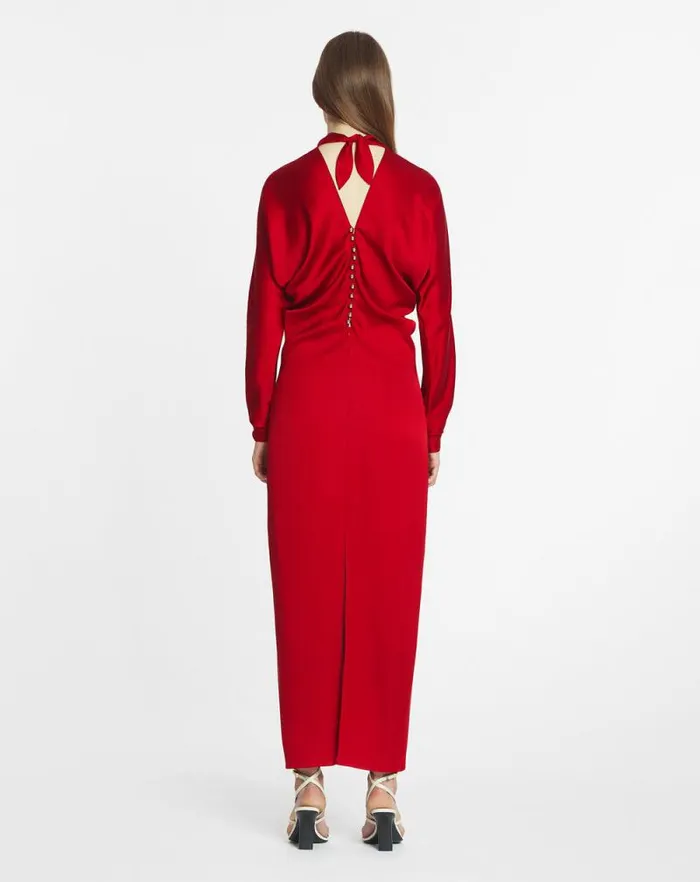Women Lanvin Dresses Fitted Silk Dress Carmine Red Women Lanvin Dresses Fitted Silk Dress Carmine Red