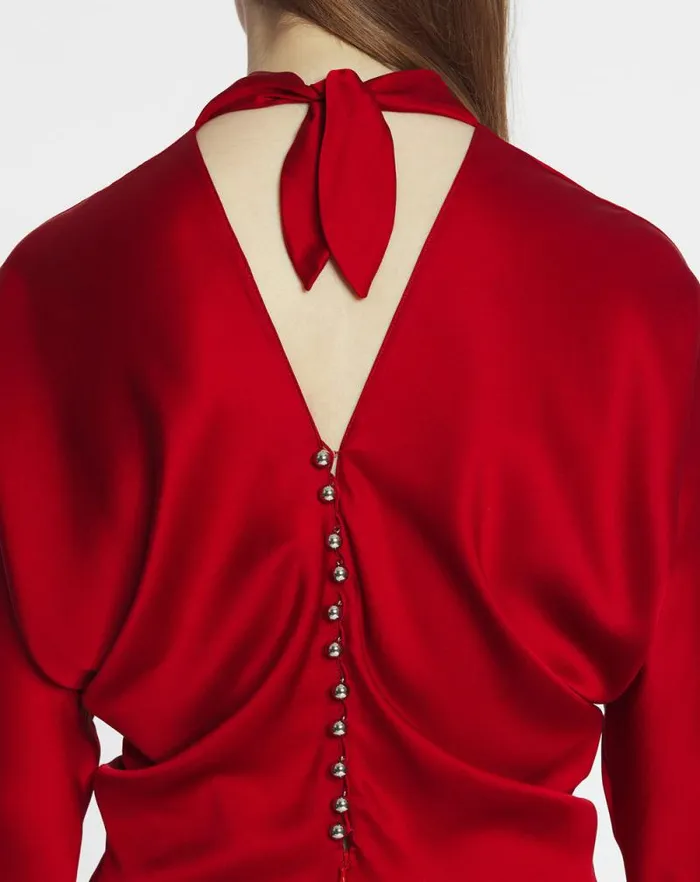 Women Lanvin Dresses Fitted Silk Dress Carmine Red Women Lanvin Dresses Fitted Silk Dress Carmine Red