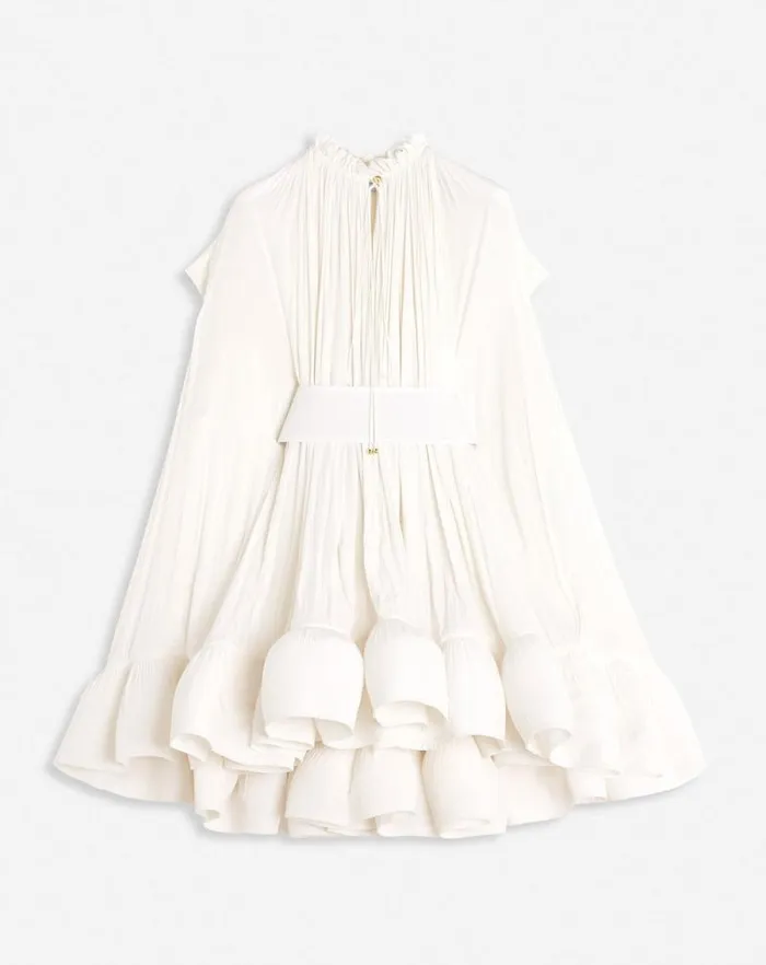 Women Lanvin Dresses Short Charmeuse Dress Off White